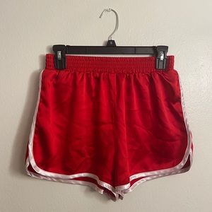SIZE M SILK RED AND WHITE SHORTS